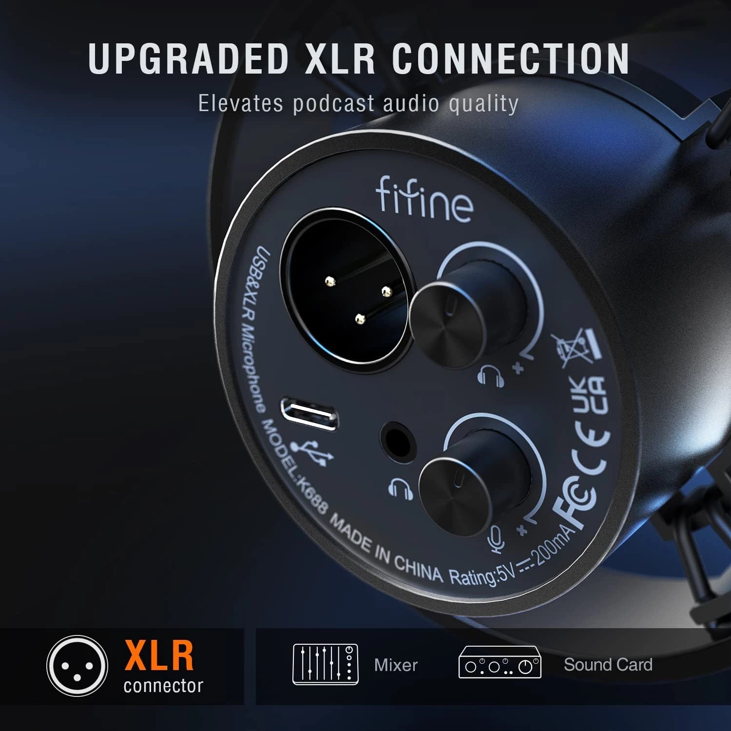 FIFINE K688 USB / XLR Dynamic Microphone for Podcast Gaming