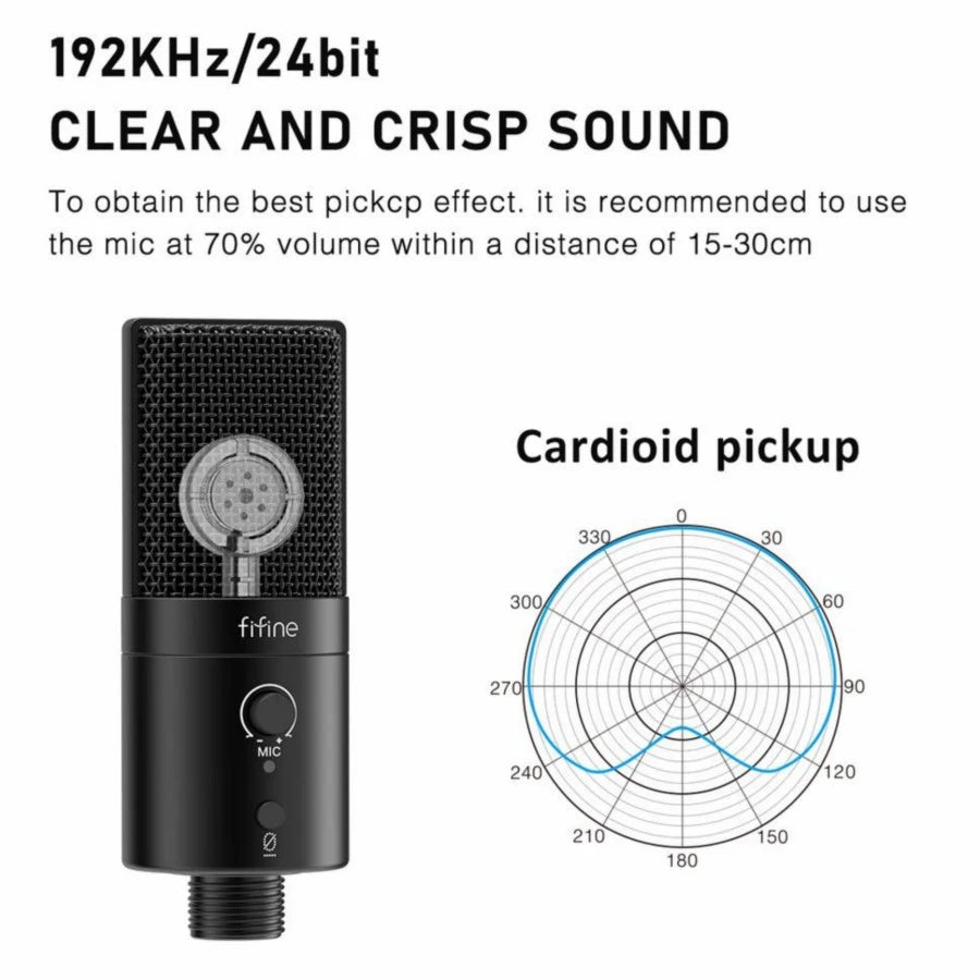 Fifine K683B USB Microphone with Type A & Type C Connectors
