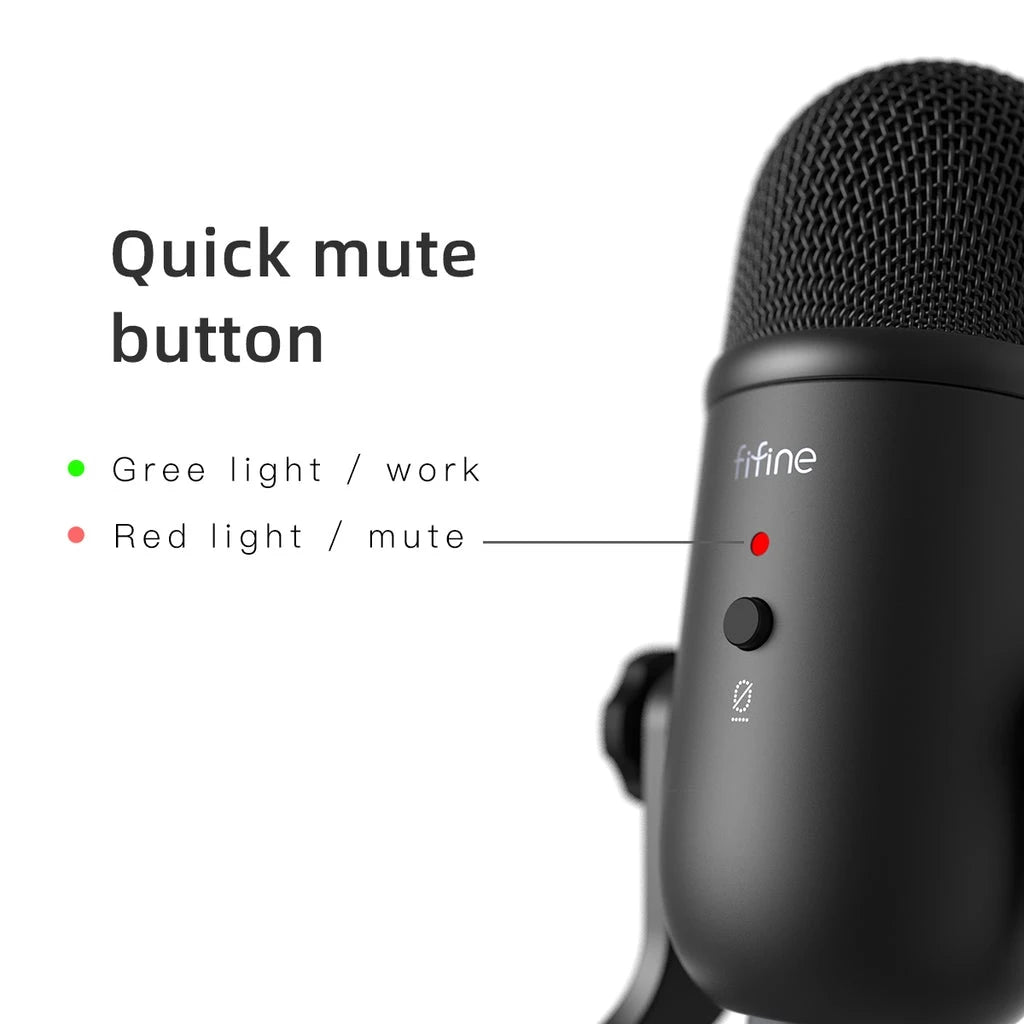 Fifine K678 USB Condenser Mic with Volume and Headphone Control