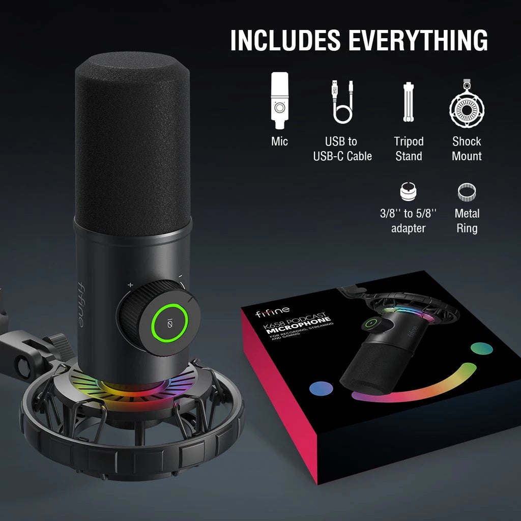 Fifine K658 USB Dynamic Cardioid Microphone with A Live Monitoring