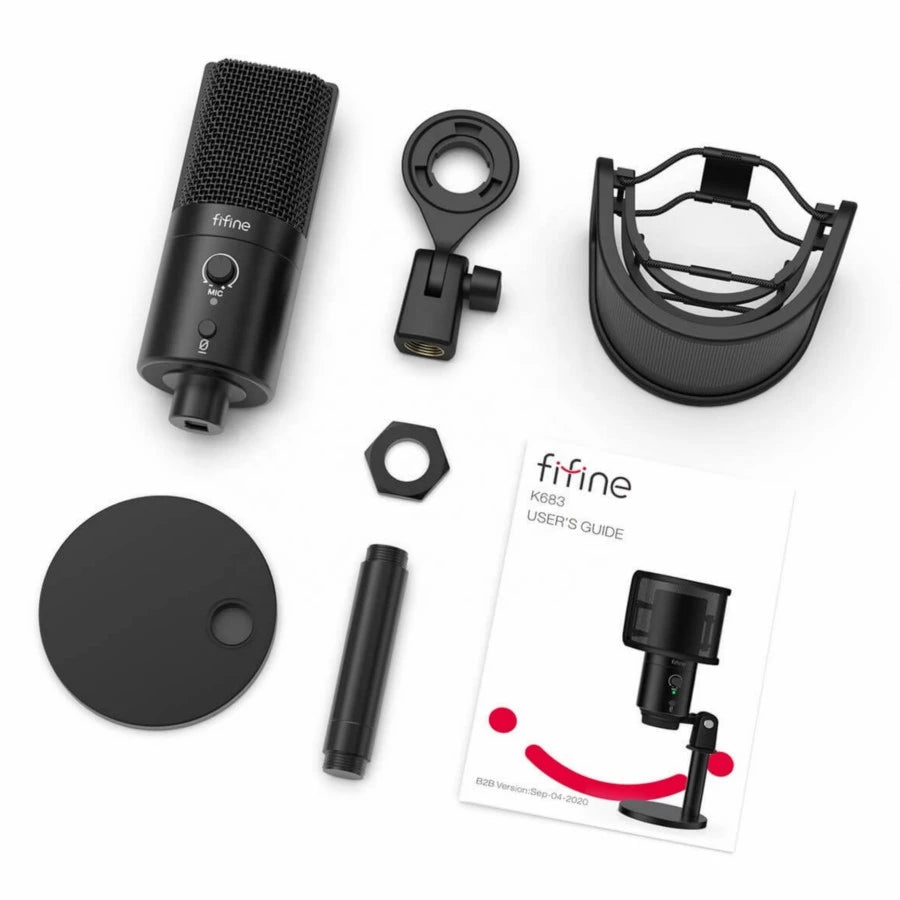 Fifine K683B USB Microphone with Type A & Type C Connectors
