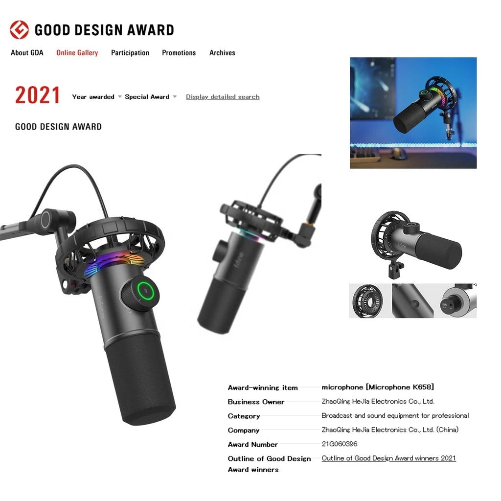 Fifine K658 USB Dynamic Cardioid Microphone with A Live Monitoring