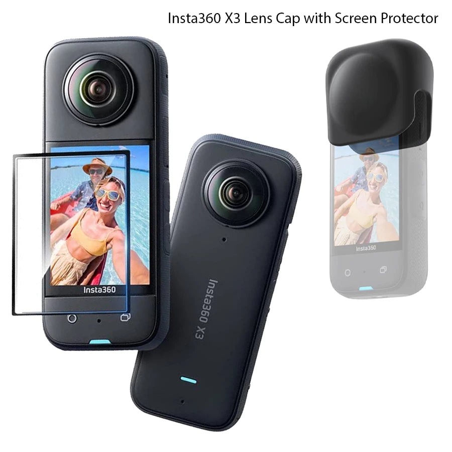 Insta360 X3 Waterproof 360 Action Camera + Lens Cap + Screen Protector