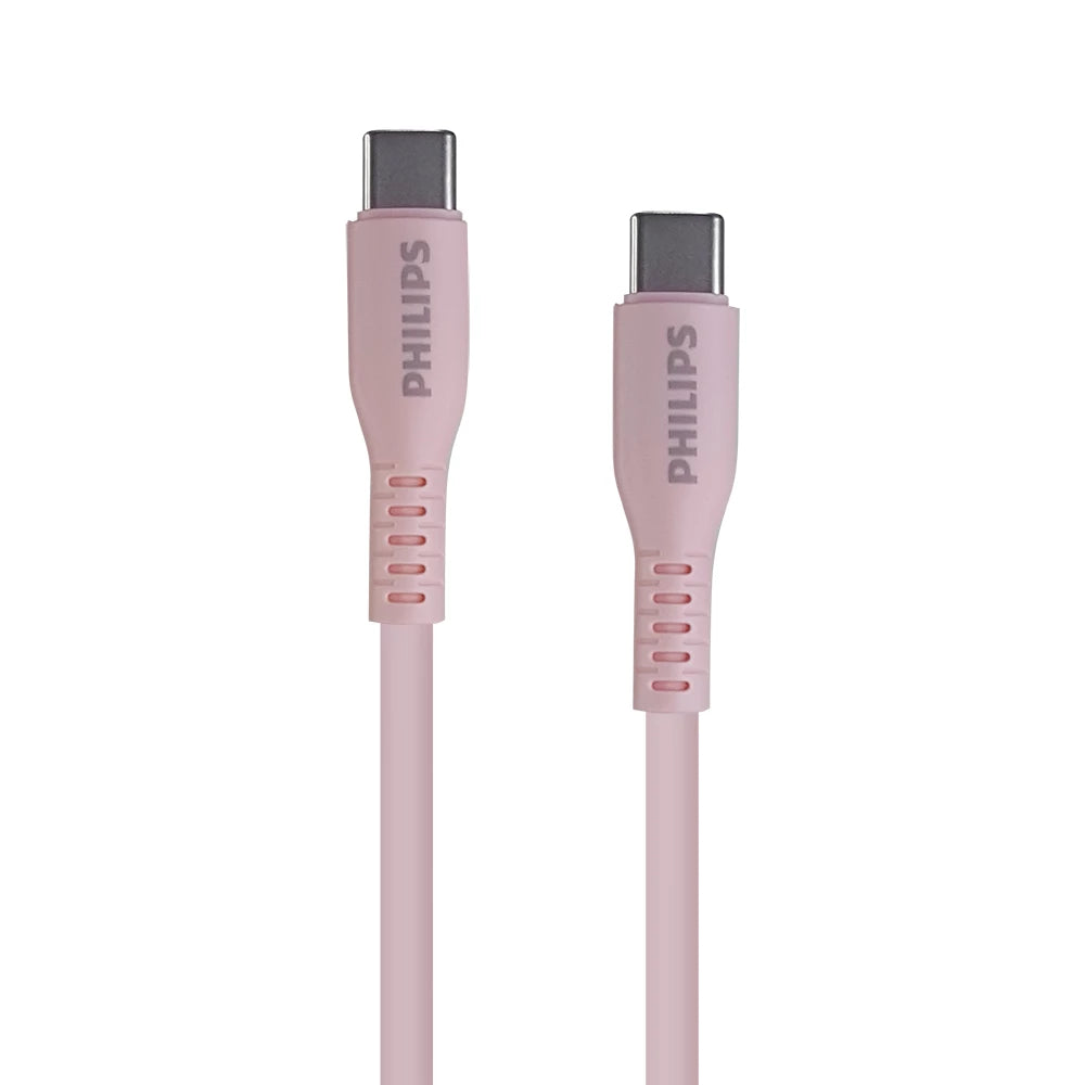 Philips DLC8601P USB-C to C Soft Silicone Cable PD 60W 1.2M Pastel Color - Pink