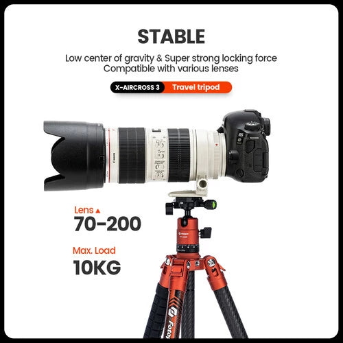 Fotopro X-Aircross 3 Grey Carbon Fiber Travel Tripod