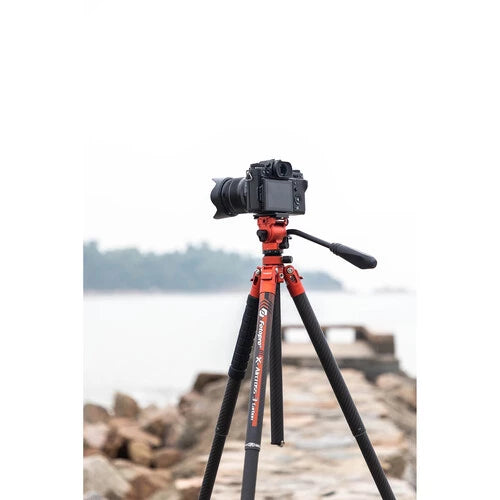 Fotopro X-Aircross 3 Lite Video Orange Carbon Fiber Video Travel Tripod
