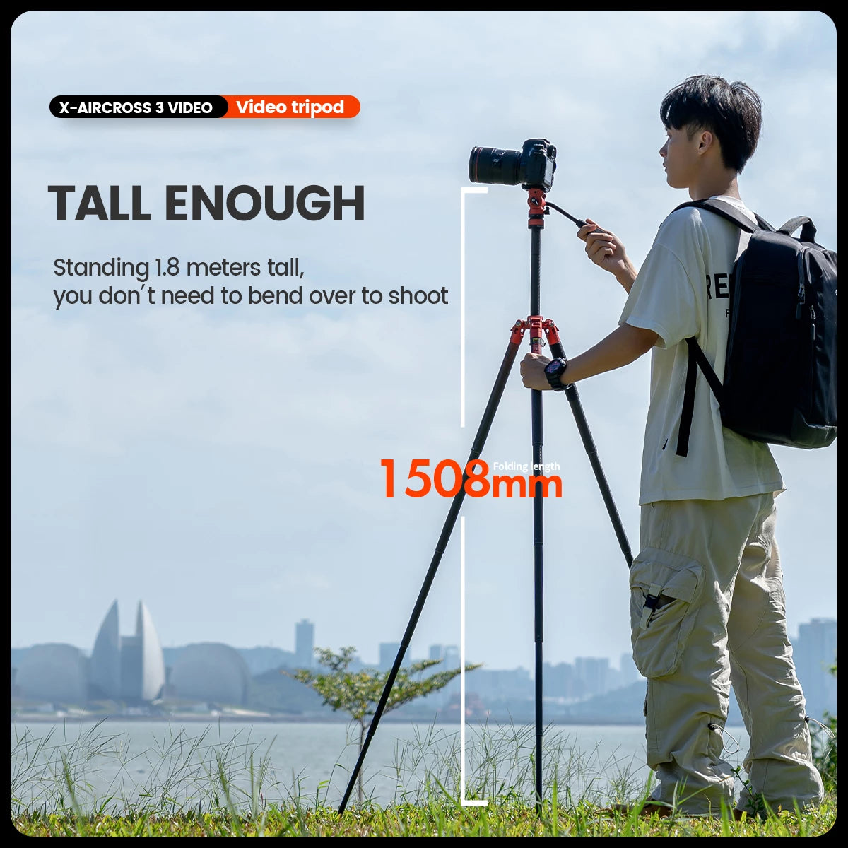 Fotopro X-Aircross 3 Video Grey Carbon Fiber Video Travel Tripod