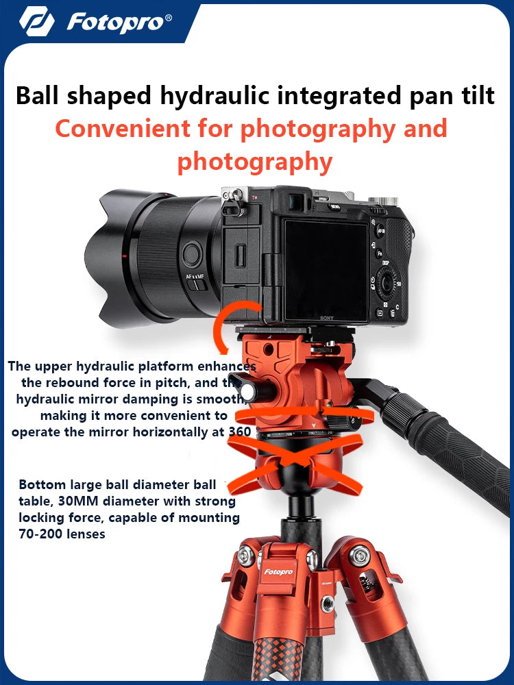 Fotopro X-Airfly Video Ultra Light Carbon Fiber Tripod Orange