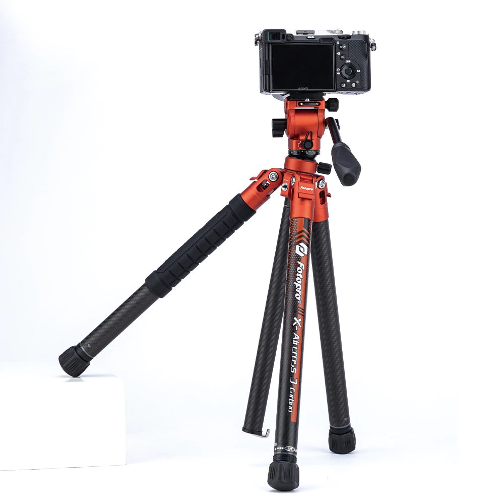 Fotopro X-Aircross 3 Lite Video Orange Carbon Fiber Video Travel Tripod