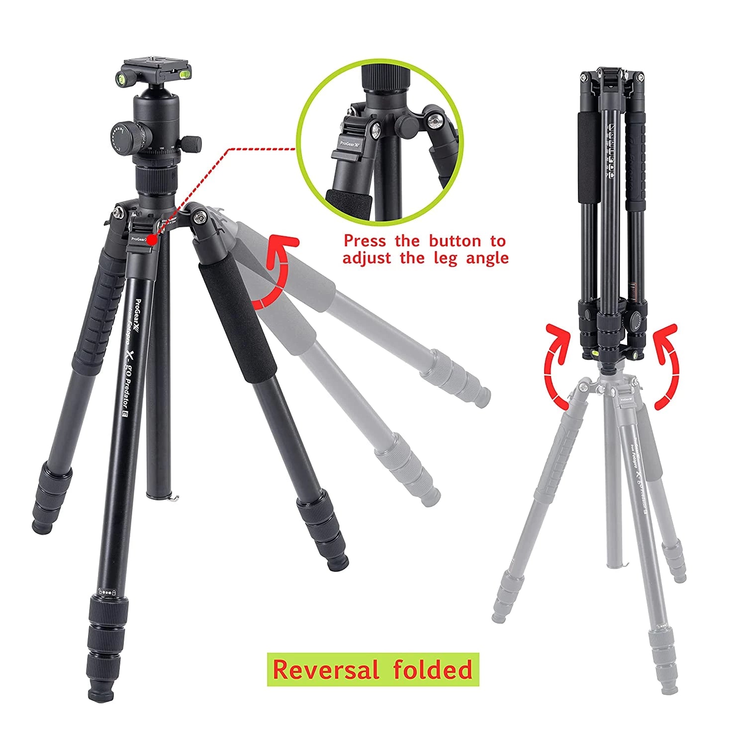 Fotopro Tripod x-go Predator E + 62Q Black