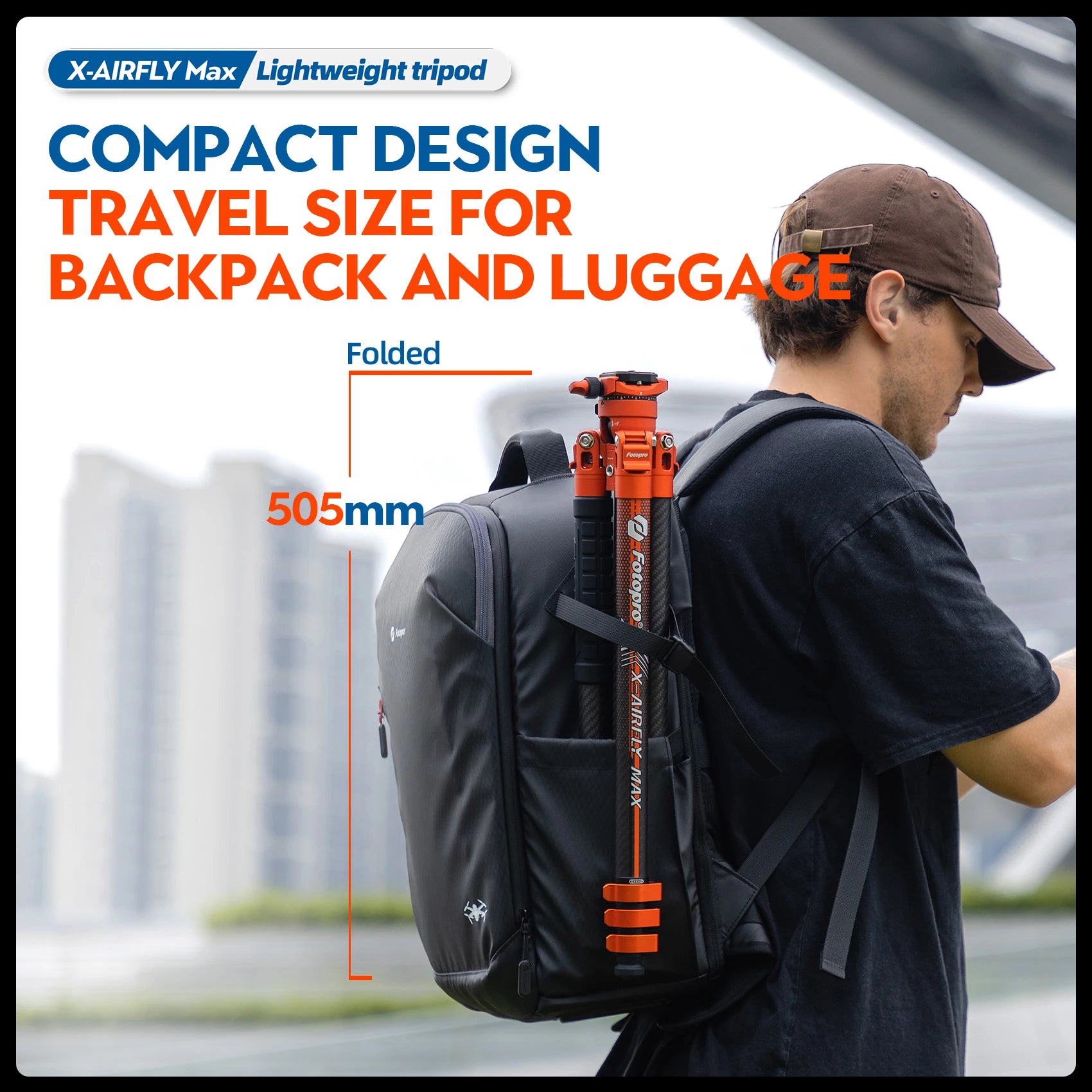 Fotopro X-Airfly MAX Ultra Light Carbon Fiber Tripod Orange
