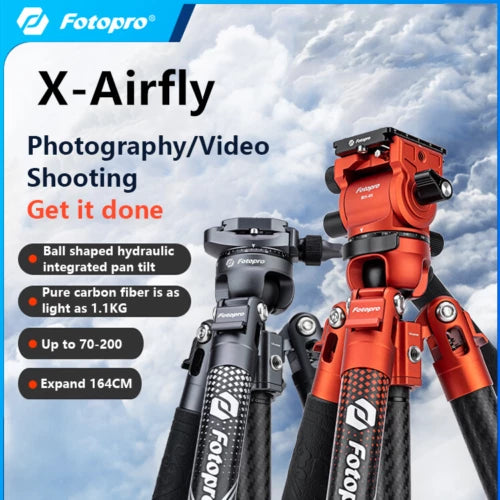 Fotopro X-Airfly Video Ultra Light Carbon Fiber Tripod Orange