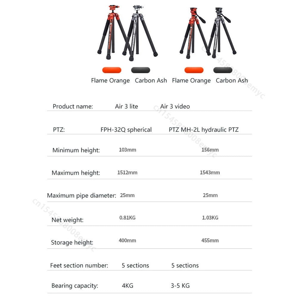 Fotopro X-Aircross 3 Video Orange Carbon Fiber Video Travel Tripod