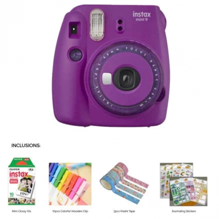 Fujifilm Instax Mini 9 Instant Film Camera Craft Package Clear Purple