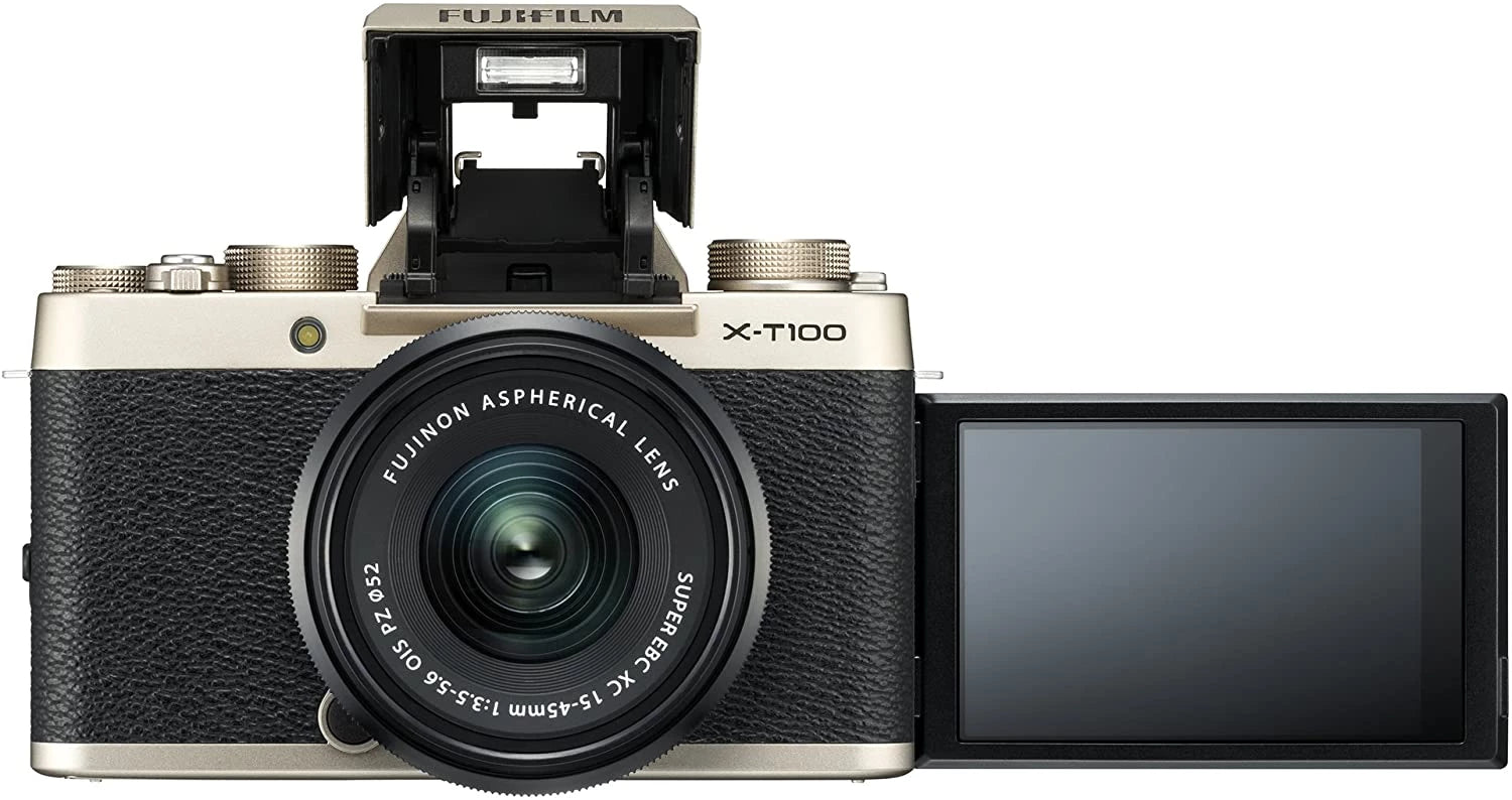 Fujifilm X-T100 Mirrorless Digital Camera with 15-45mm Lens (Champagne Gold)