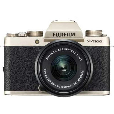 Fujifilm X-T100 Mirrorless Digital Camera with 15-45mm Lens (Champagne Gold)
