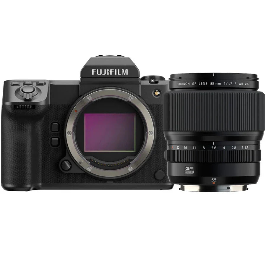 Fujifilm GFX 100 II Medium Format Mirrorless Camera with Fujifilm GF 55mm f1.7R WR Lens