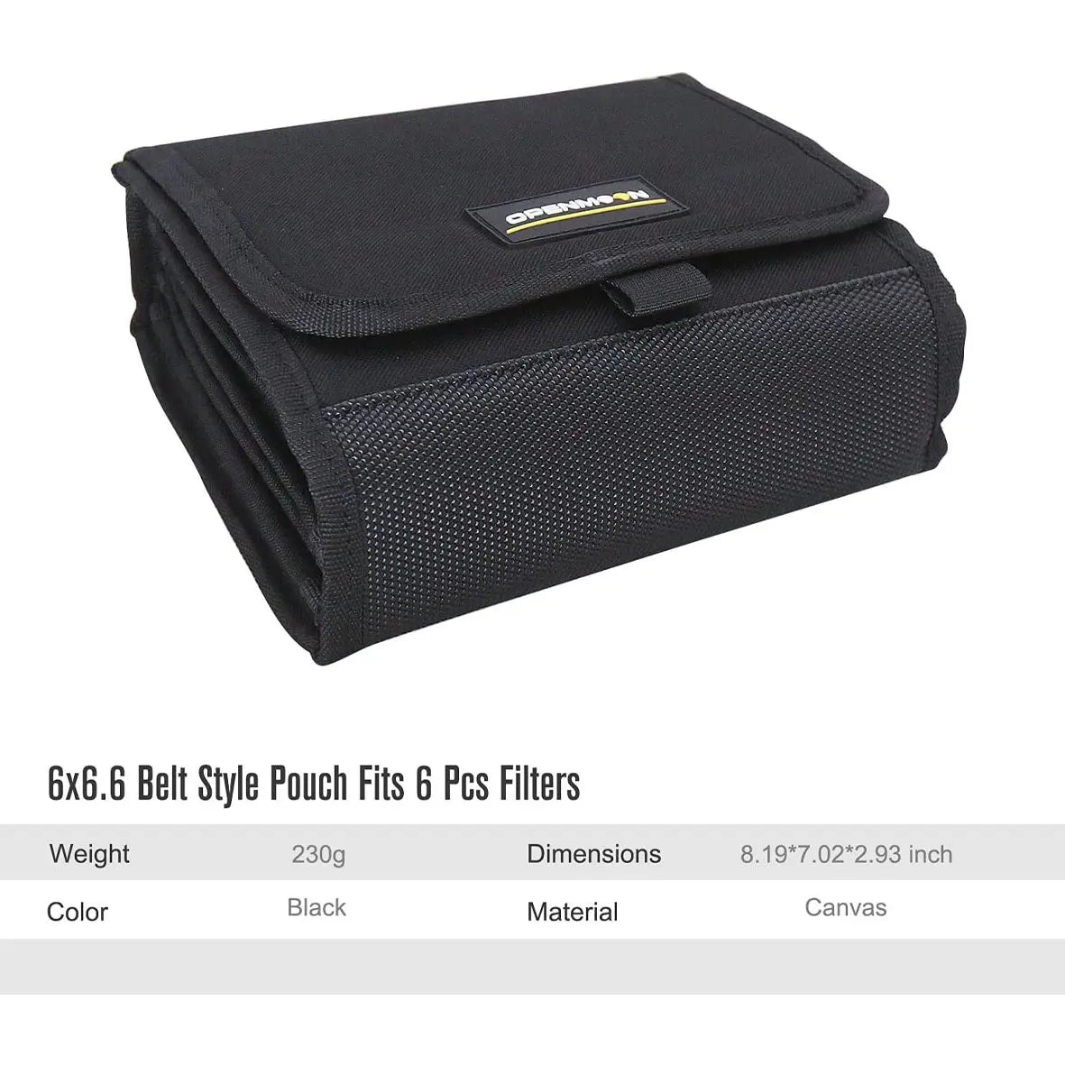 OPENMOON 6-Slot Deluxe Padded Filter PouchFor 6 pcs of 6.6x6.6 fillers OYB13