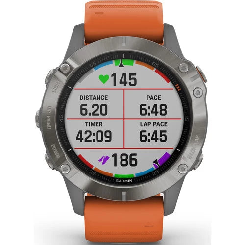 Garmin Fenix 6 Multisport GPS Smartwatch 47mm Sapphire Titanium with Ember Orange Band