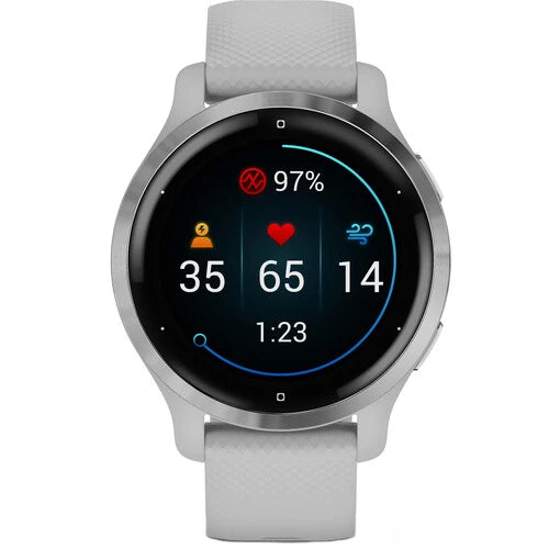 Garmin Venu 2S - Silver Stainless Steel Bezel with Mist Gray Case and Silicone Band (AGA-010-02429-72)