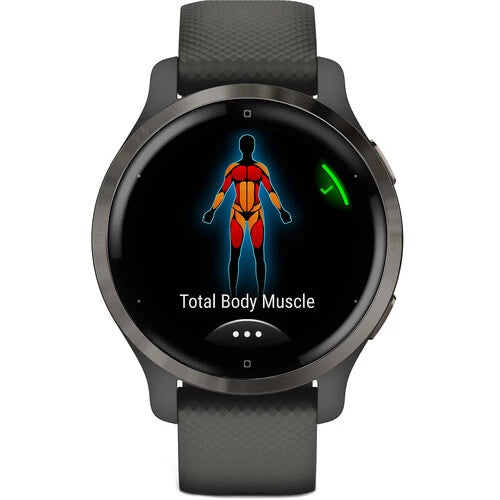 Garmin Venu 2S - Slate Stainless Steel Bezel with Graphite Case and Silicone Band (AGA-010-02429-70)