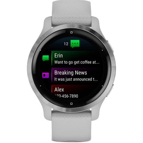 Garmin Venu 2S - Silver Stainless Steel Bezel with Mist Gray Case and Silicone Band (AGA-010-02429-72)