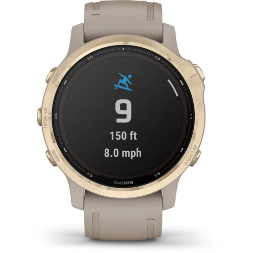 Garmin Fenix 6S Multisport GPS Smartwatch 42mm Pro Solar Light Gold with Shale Gray Band