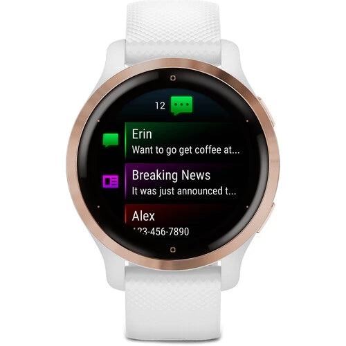 Garmin Venu 2S - Rose Gold Stainless Steel Bezel with White Case and Silicone Band (AGA-010-02429-73)