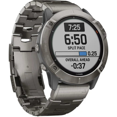 Garmin Fenix 6X Multisport GPS Smartwatch 51mm Pro Solar Titanium Carbon Gray Titanium Bracelet