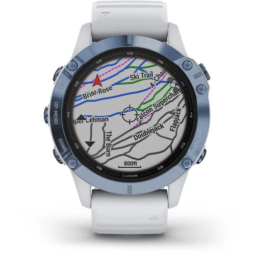 Garmin Fenix 6 Multisport GPS Smartwatch 47mm Pro Solar Cobalt Blue with Whitestone Band