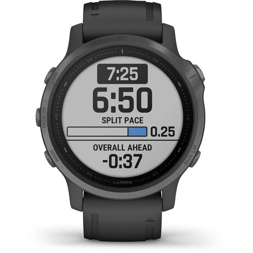 Garmin Fenix 6S Multisport GPS Smartwatch 42mm Sapphire Carbon Gray DLC with Black Band