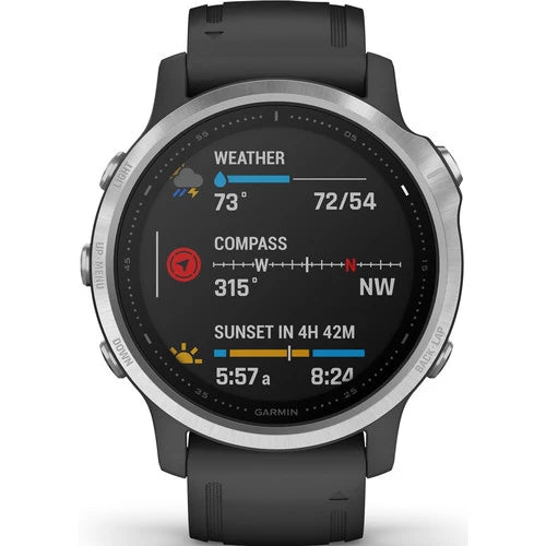 Garmin Fenix 6S Multisport GPS Smartwatch 42mm Silver with Black Band