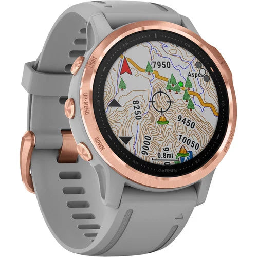 Garmin Fenix 6S Multisport GPS Smartwatch 42mm Sapphire Rose Gold-tone with Powder Gray Band