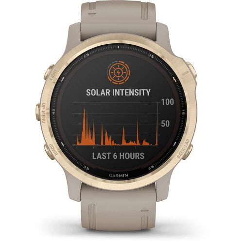 Garmin Fenix 6S Multisport GPS Smartwatch 42mm Pro Solar Light Gold with Shale Gray Band