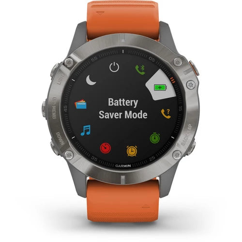 Garmin Fenix 6 Multisport GPS Smartwatch 47mm Sapphire Titanium with Ember Orange Band