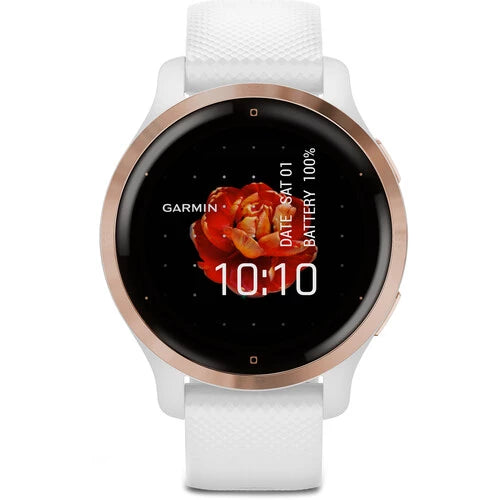 Garmin Venu 2S - Rose Gold Stainless Steel Bezel with White Case and Silicone Band (AGA-010-02429-73)