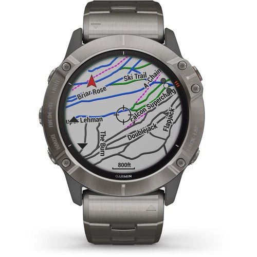 Garmin Fenix 6X Multisport GPS Smartwatch 51mm Pro Solar Titanium Carbon Gray Titanium Bracelet