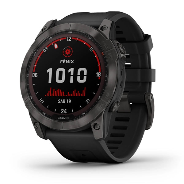 Garmin fenix 7X, Smartwatch Saph/Carbon Gray/Ti w/Silcone Band,GPS Watch