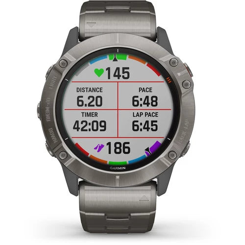 Garmin Fenix 6X Multisport GPS Smartwatch 51mm Pro Solar Titanium Carbon Gray Titanium Bracelet