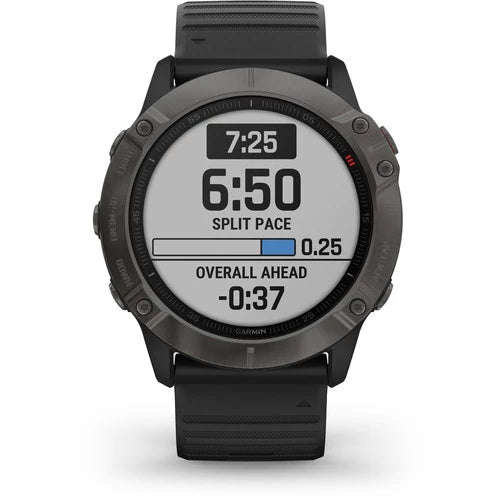 Garmin Fenix 6X Multisport GPS Smartwatch 51mm Sapphire Carbon Gray DLC with Black Band