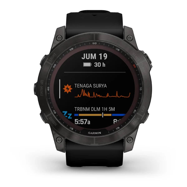 Garmin fenix 7X, Smartwatch Saph/Carbon Gray/Ti w/Silcone Band,GPS Watch