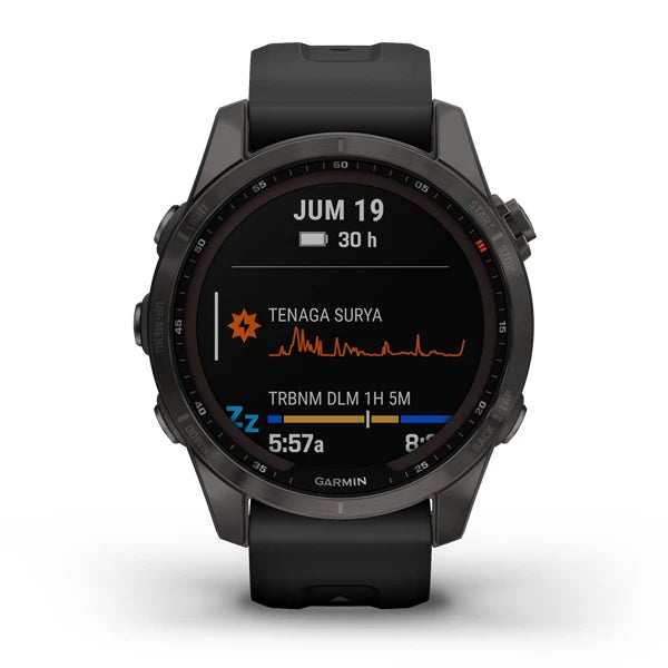 Garmin fenix 7S Sapphire, Smartwatch Carbon Gray DLC w/BlackBand,GPS Watch