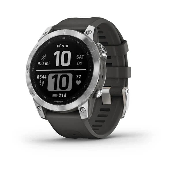 Garmin fenix 7, Smartwatch Silver w/Graphite Band, GPS Watch