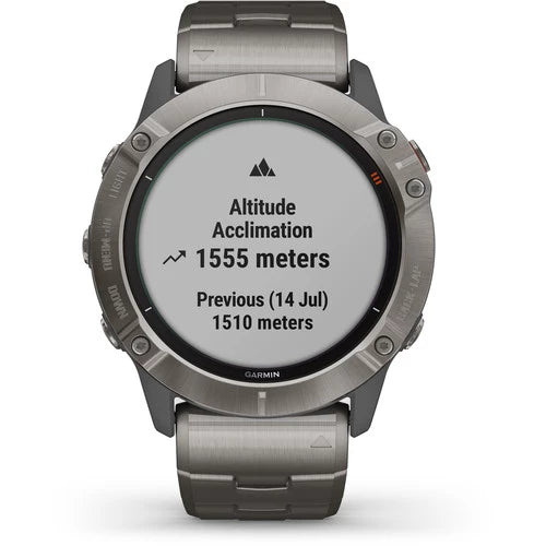 Garmin Fenix 6X Multisport GPS Smartwatch 51mm Pro Solar Titanium Carbon Gray Titanium Bracelet