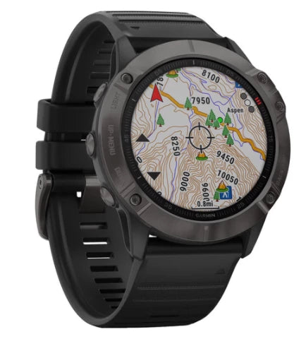 Garmin Fenix 6X Multisport GPS Smartwatch 51mm Sapphire Carbon Gray DLC with Black Band