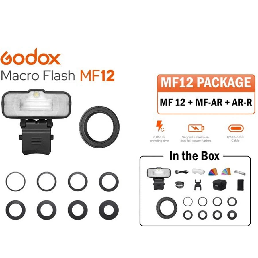 Godox MF12 Macro Flash Light + MF-AR + AR-R