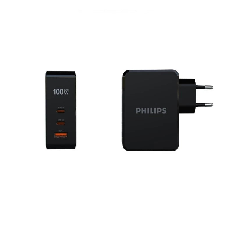 Philips DLP9710CB Wall Charger PD GaN 3port 100W, Charger for Laptop