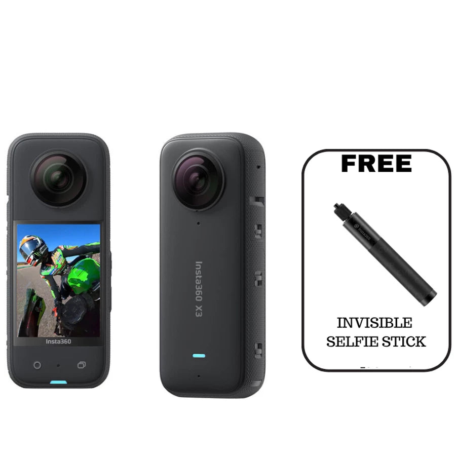Insta360 X3 Waterproof 360 Action Camera with Invisible Selfie Stick 114 cm