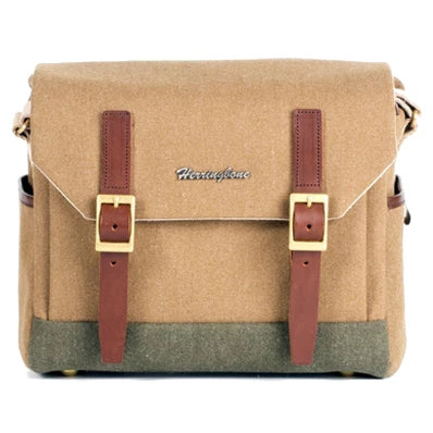 Herringbone Postman Medium Canvas Camera Shoulder Bag Khaki