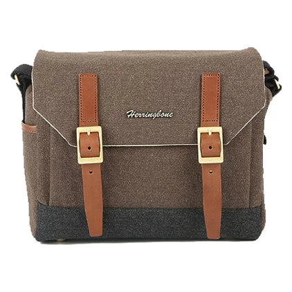 Herringbone Postman Small Canvas Camera Shoulder Bag Brown